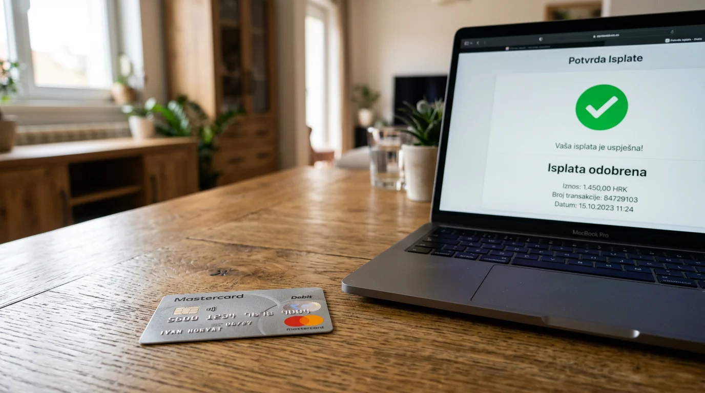 Proces isplate dobitka na Mastercard karticu iz online kladionice s prikazom rokova